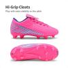DREAM PAIRS Boys Girls Outdoor Soccer Cleats Firm Ground Football Shoes for Little/Big Kid(Fuchsia/Royal/Blue)