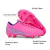 DREAM PAIRS Boys Girls Outdoor Soccer Cleats Firm Ground Football Shoes for Little/Big Kid(Fuchsia/Royal/Blue)