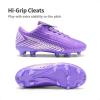 DREAM PAIRS Boys Girls Outdoor Soccer Cleats Firm Ground Football Shoes for Little/Big Kid(Light/Purple/Pink)