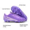 DREAM PAIRS Boys Girls Outdoor Soccer Cleats Firm Ground Football Shoes for Little/Big Kid(Light/Purple/Pink)