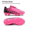 DREAM PAIRS Boys Girls Soccer Cleats Athletic Training Football Shoes for Little/Big Kid(Fuchsia/Black)