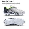 DREAM PAIRS Boys Girls Soccer Cleats Athletic Training Football Shoes for Little/Big Kid(Light/Grey/Navy)