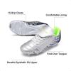 DREAM PAIRS Boys Girls Soccer Cleats Athletic Training Football Shoes for Little/Big Kid(Light/Grey/Navy)