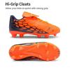 DREAM PAIRS Boys Girls Soccer Cleats Athletic Training Football Shoes for Little/Big Kid(Orange/Navy)