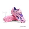 DREAM PAIRS Boys Girls Soccer Cleats Kids Firm Ground Football Shoes for Little/Big Kid with Soccer Socks(Pink/Purple)
