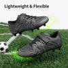 DREAM PAIRS Boys Girls Soccer Cleats Kids Youth Multi Ground Outdoor Football Shoes for Little/Big Kid(Black/Dark Grey)