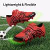 DREAM PAIRS Boys Girls Soccer Cleats Kids Youth Multi Ground Outdoor Football Shoes for Little/Big Kid(Red/Black)