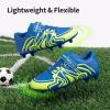 DREAM PAIRS Boys Girls Soccer Cleats Kids Youth Multi Ground Outdoor Football Shoes for Little/Big Kid(Royal Blue/Neon Green)