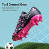 DREAM PAIRS Boys Girls Soccer Cleats Youth Firm Groud Athletic Outdoor Trainning Football Shoes for Little/Big Kid(Black/Hot Pink)