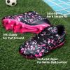 DREAM PAIRS Boys Girls Soccer Cleats Youth Firm Groud Athletic Outdoor Trainning Football Shoes for Little/Big Kid(Black/Hot Pink)