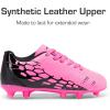 DREAM PAIRS Boys Girls Soccer Cleats Youth Firm Groud Outdoor Sport Athletic High Top Football Shoes for Little/Big Kid(Hot Pink/Black)