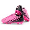 DREAM PAIRS Boys Girls Soccer Cleats Youth Firm Groud Outdoor Sport Athletic High Top Football Shoes for Little/Big Kid(Hot Pink/Black)
