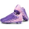 DREAM PAIRS Boys Girls Soccer Cleats Youth Firm Groud Outdoor Sport Athletic High Top Football Shoes for Little/Big Kid(Purple/Pink)
