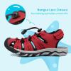 DREAM PAIRS Boys Girls Summer Outdoor Athletic Sport Sandals Walking Hiking Hook and Loop Adjustable Multicolor for Toddler/Little/Big Kids(Red/Black/Grey)