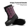 DREAM PAIRS Boys Girls Waterproof Winter Snow Boots for Little/Big Kids(Black/Pink)