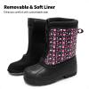 DREAM PAIRS Boys Girls Waterproof Winter Snow Boots for Little/Big Kids(Black/Pink)