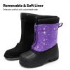 DREAM PAIRS Boys Girls Waterproof Winter Snow Boots for Little/Big Kids(Purple/Multi)
