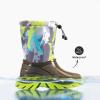 DREAM PAIRS Boys Snow Boots Waterproof Camouflage Slip Resistant Mid Calf Faux Fur Lining Outdoor Muck Winter Shoes for Little/Big Kids(Gray/Oliver Green)