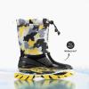 DREAM PAIRS Boys Snow Boots Waterproof Camouflage Slip Resistant Mid Calf Faux Fur Lining Outdoor Muck Winter Shoes for Little/Big Kids(Yellow/Black)
