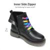 DREAM PAIRS Girls Boys Glitter Ankle Boots Side Zipper Combat Shoes with Lace Up for Toddler/Little Kid/Big Kid(Black  Multicolor)