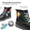 DREAM PAIRS Girls Boys Glitter Ankle Boots Side Zipper Combat Shoes with Lace Up for Toddler/Little Kid/Big Kid(Black  Multicolor)