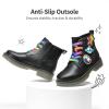 DREAM PAIRS Girls Boys Glitter Ankle Boots Side Zipper Combat Shoes with Lace Up for Toddler/Little Kid/Big Kid(Black  Multicolor)