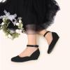 DREAM PAIRS Girls Dress Shoes Low Wedge Heels Ankle Strap Wedding Flower Party Pump for Toddler Little Big Kid(Black)