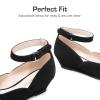 DREAM PAIRS Girls Dress Shoes Low Wedge Heels Ankle Strap Wedding Flower Party Pump for Toddler Little Big Kid(Black)