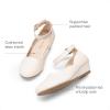 DREAM PAIRS Girls Dress Shoes Low Wedge Heels Ankle Strap Wedding Flower Party Pump for Toddler Little Big Kid(Ivory)