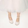 DREAM PAIRS Girls Dress Shoes Low Wedge Heels Ankle Strap Wedding Flower Party Pump for Toddler Little Big Kid(Ivory)
