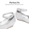 DREAM PAIRS Girls Dress Shoes Low Wedge Heels Ankle Strap Wedding Flower Party Pump for Toddler Little Big Kid(Silver)