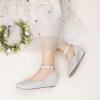 DREAM PAIRS Girls Dress Shoes Low Wedge Heels Ankle Strap Wedding Flower Party Pump for Toddler Little Big Kid(Silver)
