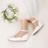 DREAM PAIRS Girls Dress Shoes Low Wedge Heels Ankle Strap Wedding Flower Party Pump for Toddler Little Big Kid(White)