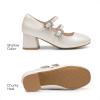 DREAM PAIRS Girls Dress Shoes Mary Jane Double Straps High Heel Easter Wedding Party Church Princess Communion Pumps for Little/Big Kids(Ivory)