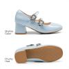 DREAM PAIRS Girls Dress Shoes Mary Jane Double Straps High Heel Easter Wedding Party Church Princess Communion Pumps for Little/Big Kids(Light Blue)