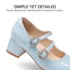 DREAM PAIRS Girls Dress Shoes Mary Jane Double Straps High Heel Easter Wedding Party Church Princess Communion Pumps for Little/Big Kids(Light Blue)