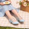 DREAM PAIRS Girls Dress Shoes Mary Jane Double Straps High Heel Easter Wedding Party Church Princess Communion Pumps for Little/Big Kids(Light Blue)