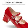 DREAM PAIRS Girls Dress Shoes Mary Jane Double Straps High Heel Easter Wedding Party Church Princess Communion Pumps for Little/Big Kids(Red)
