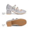 DREAM PAIRS Girls Dress Shoes Mary Jane Double Straps High Heel Easter Wedding Party Church Princess Communion Pumps for Little/Big Kids(Silver)
