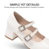 DREAM PAIRS Girls Dress Shoes Mary Jane Double Straps High Heel Easter Wedding Party Church Princess Communion Pumps for Little/Big Kids(White)