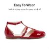 DREAM PAIRS Girls Dress Shoes Mary Jane Flats for Little Girls Party Shoes with T Strap(Red)