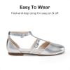 DREAM PAIRS Girls Dress Shoes Mary Jane Flats for Little Girls Party Shoes with T Strap(Silver)