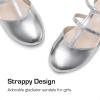 DREAM PAIRS Girls Dress Shoes Mary Jane Flats for Little Girls Party Shoes with T Strap(Silver)