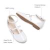DREAM PAIRS Girls Dress Shoes Mary Jane Flats for Little Girls Party Shoes with T Strap(White)