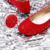 DREAM PAIRS Girls Dress Shoes Slip on Ballerina Flats for Wedding/Party(Red/Suede-1)