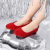 DREAM PAIRS Girls Dress Shoes Slip on Ballerina Flats for Wedding/Party(Red/Suede-1)