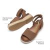 DREAM PAIRS Girls Platform Wedge Open Toe Espadrille Sandals with Buckle Ankle Strap for Little Kid/Big Kid(Brown)