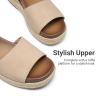 DREAM PAIRS Girls Platform Wedge Open Toe Espadrille Sandals with Buckle Ankle Strap for Little Kid/Big Kid(Nude)