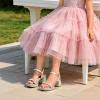 DREAM PAIRS Girls Sandals Open Toe Low Block Chunky Heels Sandals Party Dress Pumps Shoes for Little Big Kid(All Silver Metalic)