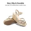 DREAM PAIRS Girls Wedge Sandals Flatform Open Toe Summer Platform Sandals Flower Wedding Party for Little Kid/Big Kid(All Gold)